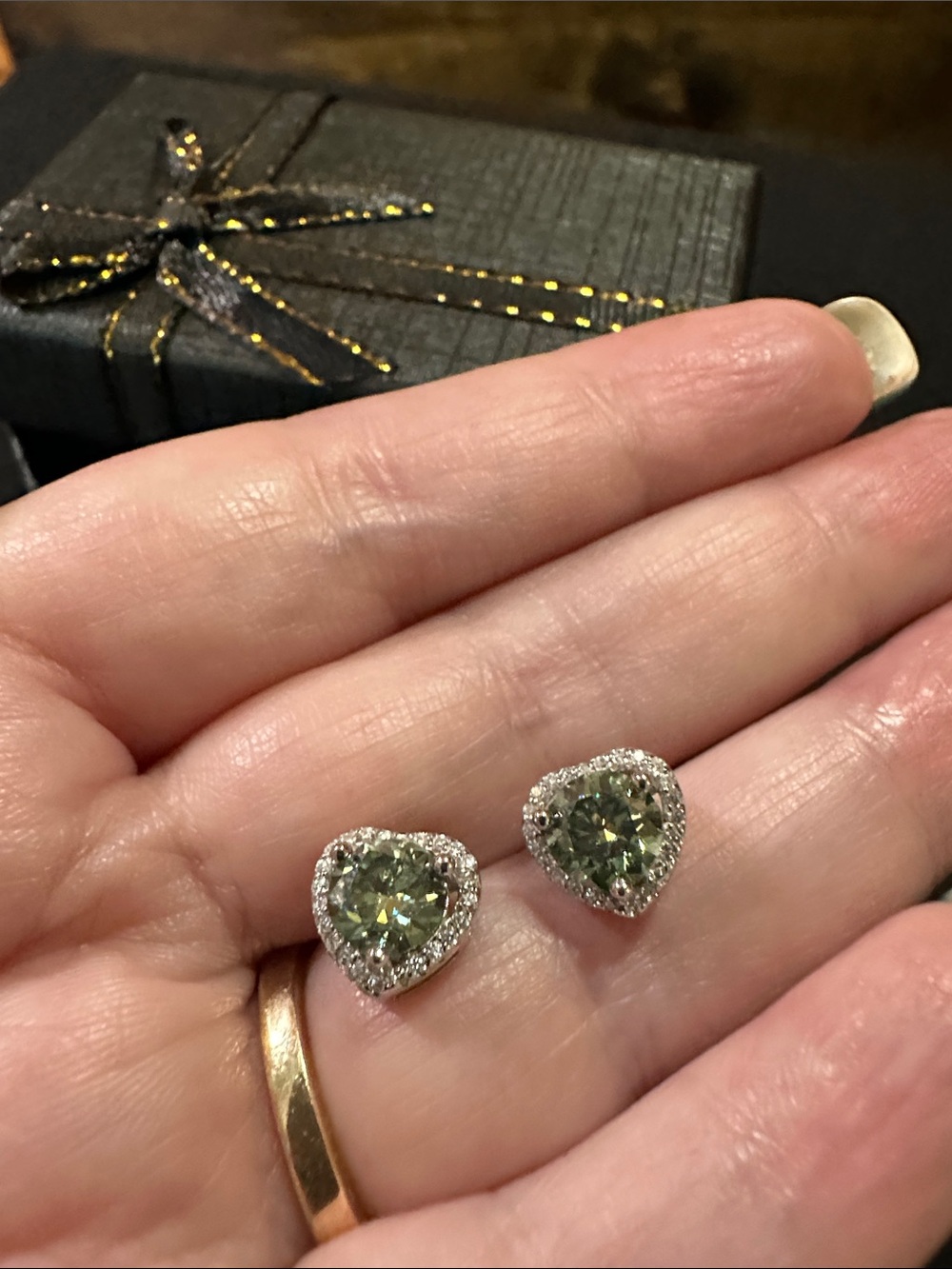 Moissanite- 1.0 ct ocean green & blue heart shaped. Beautiful!